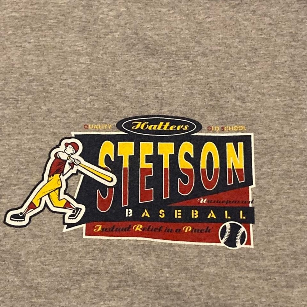 Timeout Stetson hatters baseball tee vintage 90s Heather grey 2XL/27‎